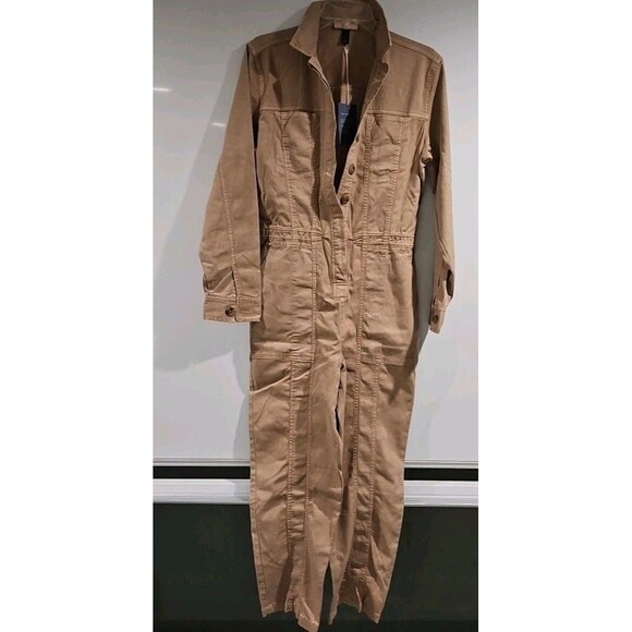 Women's Universal Thread Boilersuit Utility Jumpsuit Tan 4 - Picture 2 of 6